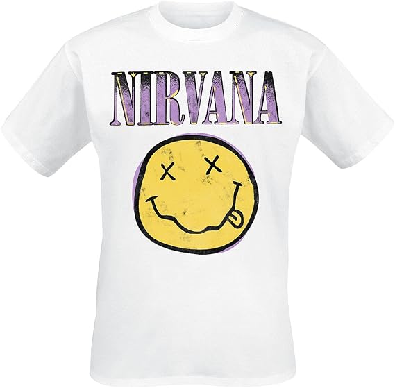 Nirvana T Shirt Smiley Pink Band Logo Official Mens White Size M