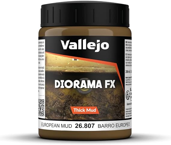 Vallejo - Diorama FX Thick Mud | European Mud 200 ml (6.76 fl.oz.) | Premium Acrylic Color For Modelers & Miniature Enthusiasts