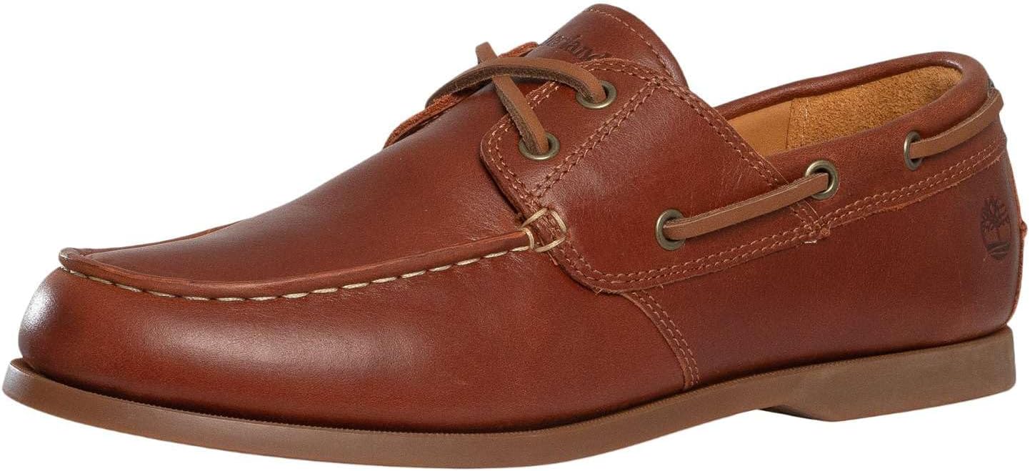 Timberland Men's Cedar Bay Essential Leather Boat Shoe, Medium Brown Full Grain