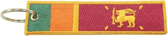 Sri Lanka Flag Key Chain, 100% Embroidered
