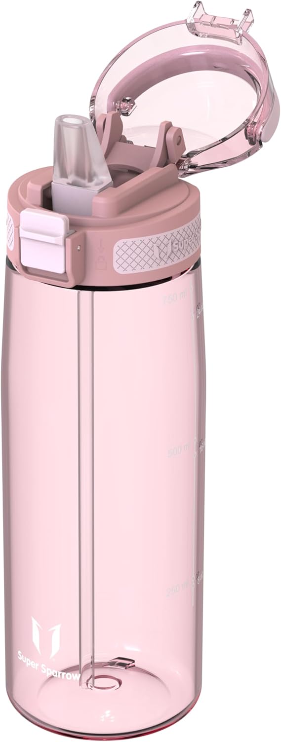 Sparrow Sport Water Bottle with Straw - Tritan Plastic Drinks Bottles | 500ml, 750ml, 1L, Leakproof, Dishwasher Safe, BPA-Free, Lightweight, Eco-Friendly, Non-Toxic, TouchSip, Travel, Sports