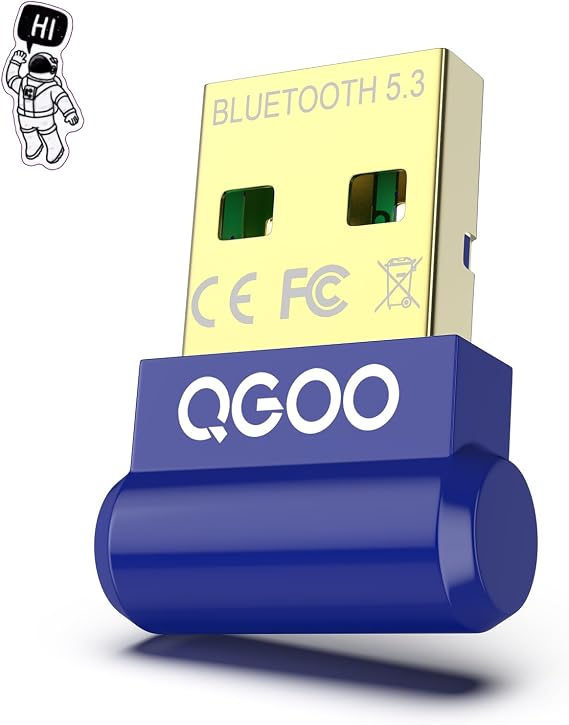 USB Bluetooth Adapter for PC - QGOO Bluetooth Dongle 5.3 EDR, Wireless Receiver for Desktop Computer Laptop Windows 8.1/10/11(blue-181)