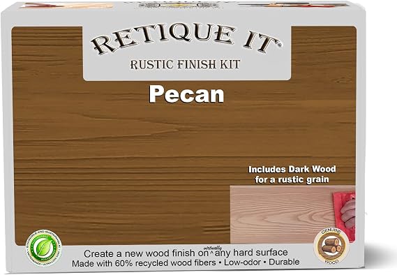 Gel Stain Liquid Wood Kits by Retique It - Real Paintable Wood. (1x Reg (50 sq ft), Rustic Finish, 60 Pecan)