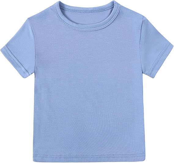 Modal Cotton Toddler Tee - Ultra-Soft Short Sleeve Shirt 6 Solid Colors | Boys & Girls 0-7 Years