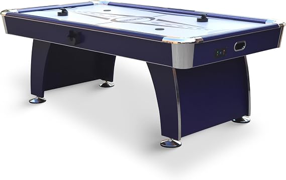 Hathaway Phantom II 90-in Air Hockey Table for Game Room with LED Scoring, Dual Commercial-Grade Blowers & Ergonomic Strikers Includes Pucks & Strikers Deep-Blue Melamine Finish