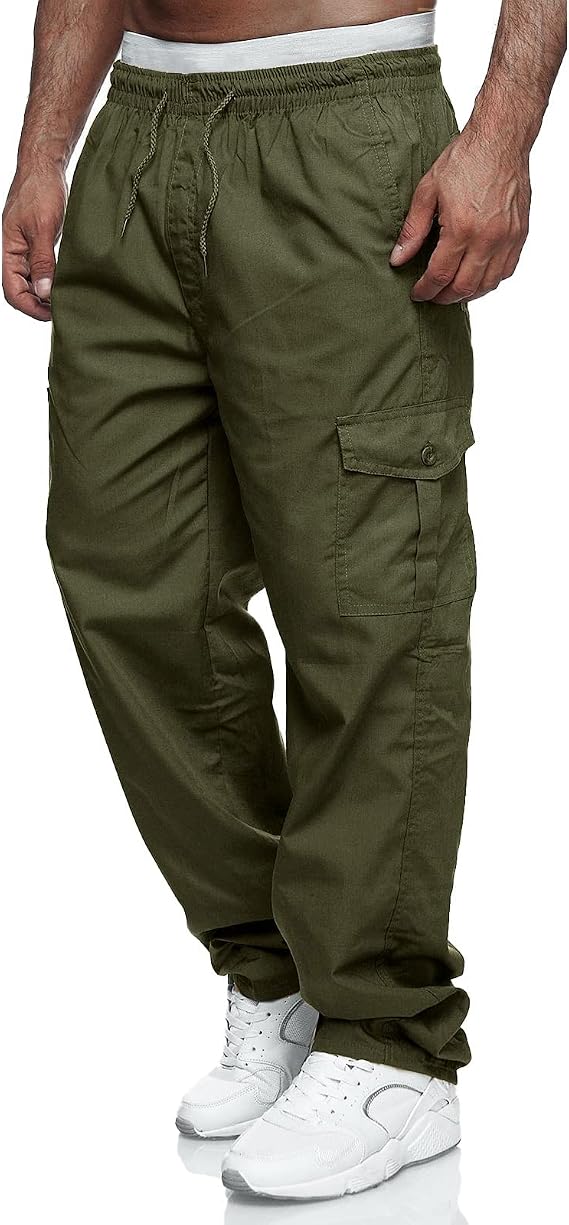 Mens Cargo Pants Relaxed Fit Drawstring Joggers Sweatpants for Men Workout Casual Long Trousers