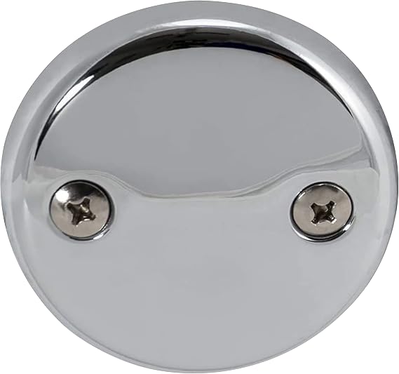 EZ-FLO 2-Hole Bathtub Overflow Face Plate with Screws, Chrome Finish, 35245
