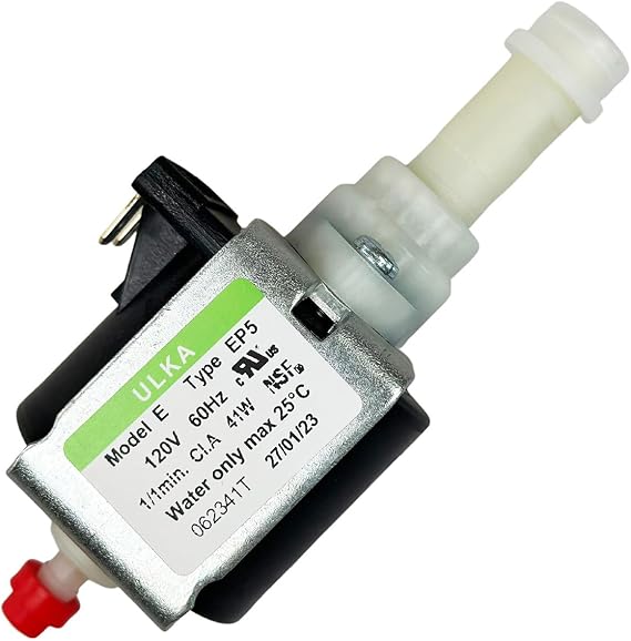 ULKA Vibration Pump Model E Type EP5 120V, 60Hz, 41W, 1/1 min ON/OFF, NSF - Compatibility With Espresso Machines