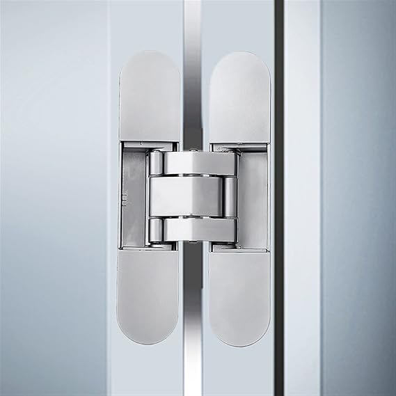 Hinges 60KG Gold Adjustable Concealed 180 Degrees Hinge European H-Shaped Folding Silent Invisible Hinge (Color : Sliver)