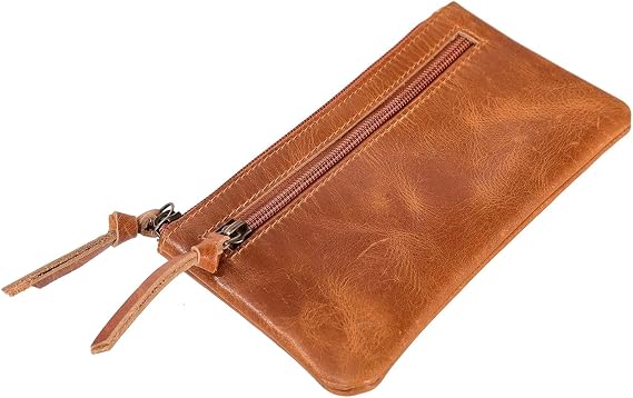 Leather Pencil Pouch, Beautifully Handcrafted Zippered Case, Long Lasting, Elegant, Pencil Cases