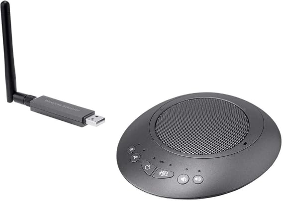 Workstream by Monoprice Wireless Omni Directional USB Conference Room Mic and Speaker, 360 Degree with Noise and Echo Cancellation