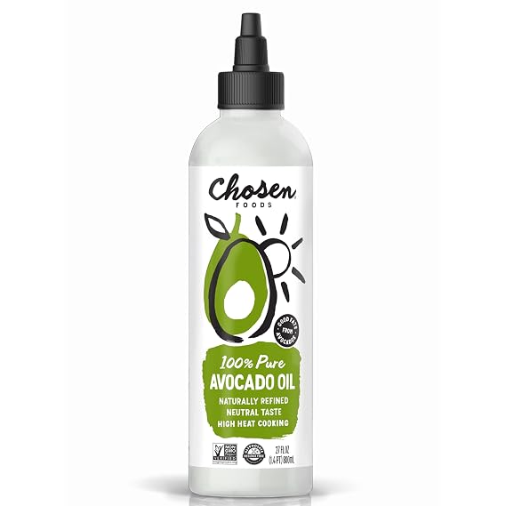 Chosen Foods Avocado Oil, 27 Fl Oz Squeeze - All Purpose Cooking Oil made from 100% Pure Avocados - Non-GMO, Gluten-Free, Keto Friendly, Glyphosate Free - 800mL (Pack Of 1)