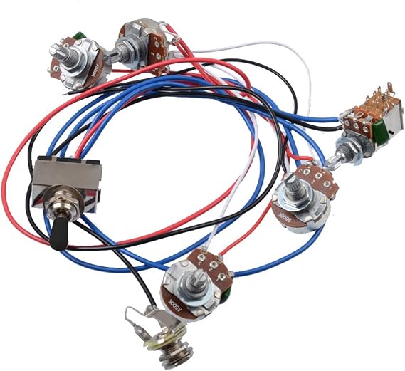 prewired guitar harness Electric Guitar Circuit Assembly Electric Guitar Electronic Circuit Full Set Of Large Electronic 2V2T Boost Switch A500K(Black)