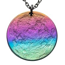 Shire Post Mint Products Rainbow Supermoon Necklace - 1.5" Multicolored Anodized Niobium Pendant on 30" Chain