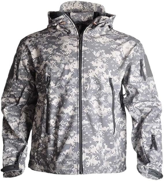 Russian Fleece Jacket:Men's Tactical Army Clothing with Hood and Multicam Windbreakers