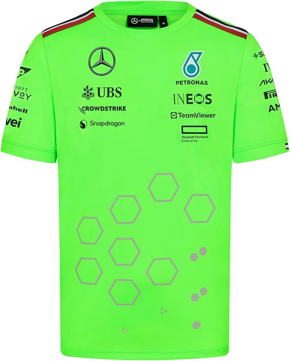 Mercedes AMG Petronas F1 Men's 2024 Team Set Up Tshirt - Green - Size: XS