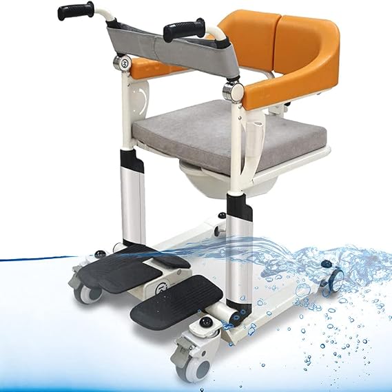 Bath Wheelchair, Nursing Shower Chair, Bath Chair with Casters, Patient Mobility Lift, Multi-functional Wheelchair for Handicapped, Bathroom Chair for Toilet, Wheelchair for Transportation, Load