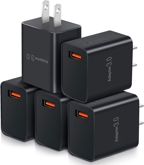 USB Charger Block 5pack, OKRAY 18W Fast Charging 3.0 Quick Charge Wall Plug