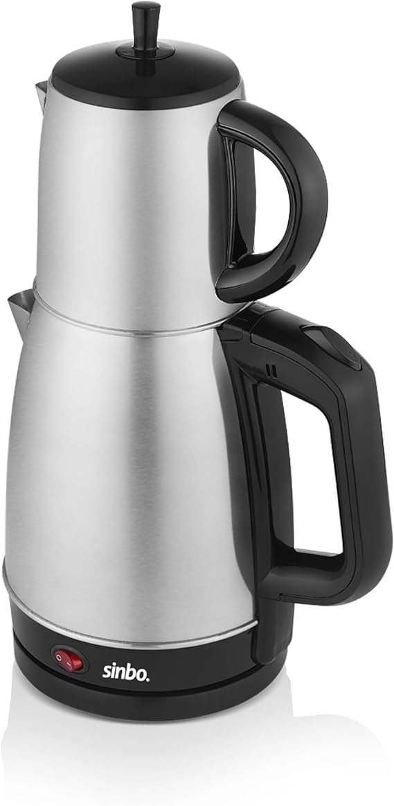 Sinbo STM-5845 Çelik Elektrikli Çay Makinesi Inox Çaycı 2-in-1 Demlik Su Isıtıcı 1600W Otomatik Kapama