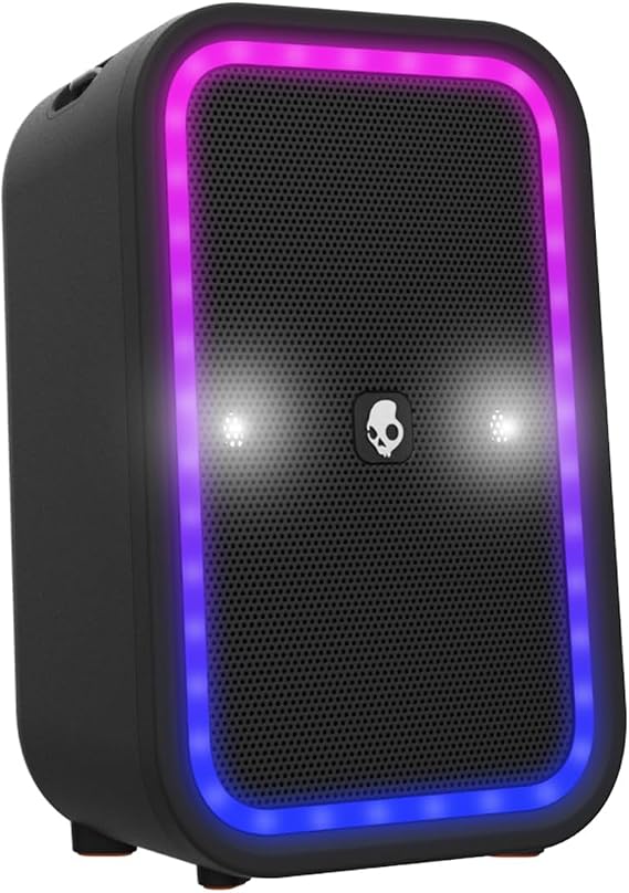 Skullcandy Stomp Bluetooth Speaker IPX7 Waterproof Wireless Portable Speaker, with LED Lightshow & Strobe Modes, 12 Hour Battery, Multi-Link, USB-C & USB-A Output Charging (Stomp, Black)