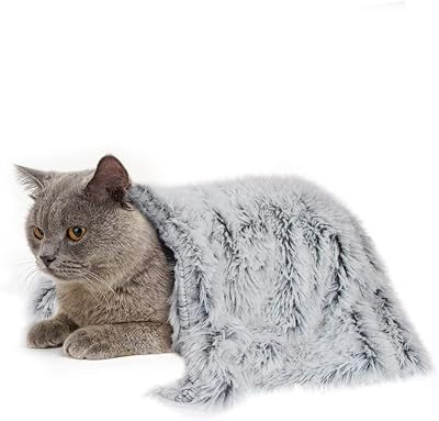 PJYuCien Dog Blankets for Small Dogs Washable - Fluffy Fuzzy Cat Blanket for Couch, Puppy Throw for Furniture with Polyester Fleece, Super Soft Plush for Pet Kitten Doggy, Grey, 16 x 24