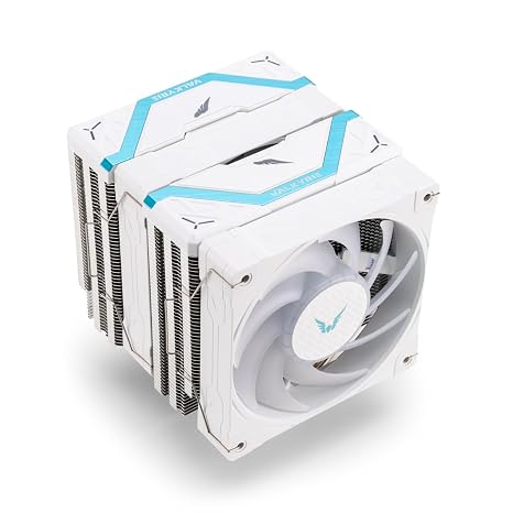 Valkyrie Vind DL125 Dual-Tower CPU Air Cooler 2 120mm ARGB PWM Fans 260W TDP 6 Heatpipes HDT Base Compatible with AMD AM5/AM4 Intel LGA 1851/1700/1200/1151 Motherboard Sync Ready | White