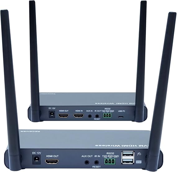 Wireless HDMI Transmitter and Receiver 4K, Wireless HDMI Extender 328ft with KVM and Loop Out, Support One to Many & Many to One (W08A)