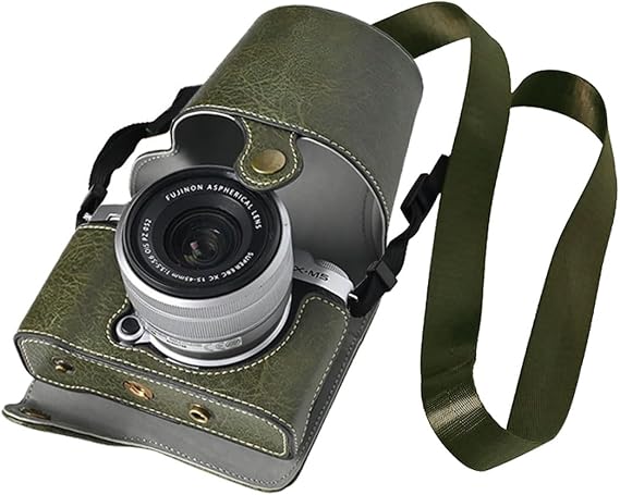 BEADY Camera Case for Fujifilm X-M5 Hand Grip Camera Case PU Leather XM5 Protective Cover x-m5 xm5 camera bag with shoulder strap Green