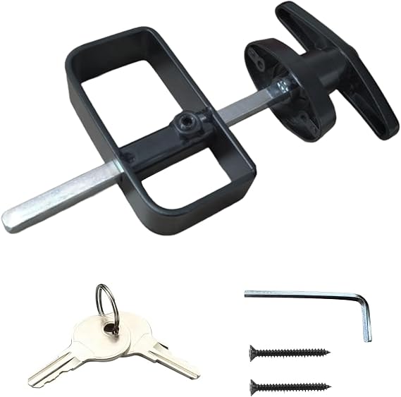 WellMade Shed Door Latch, T Handle Lock Kit, 512" Storage Barn Playhouse & Chicken Coop Lock Replacement Set, Black 1 Pack