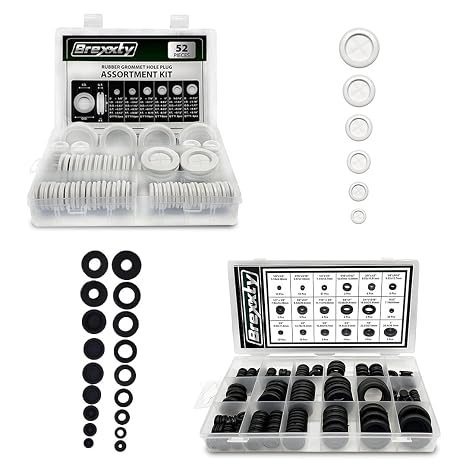2 in 1 Rubber Grommets for Wiring 18 Different Sizes (125 Pcs) & Rubber Grommets for Wiring White (52 pcs), Rubber Grommet Kit in 6 Hole Sizes