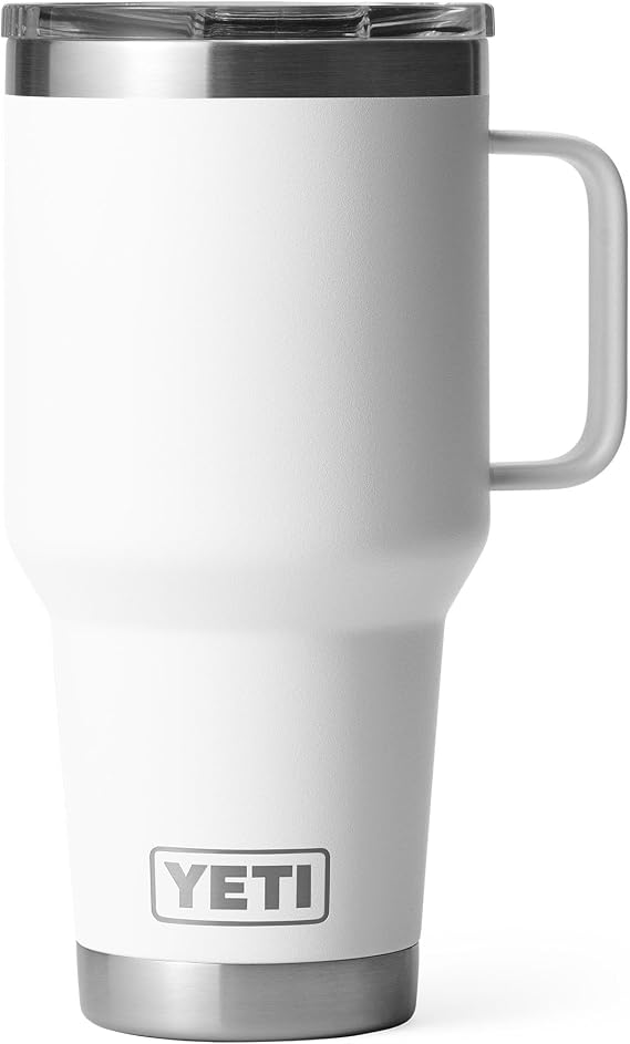 YETI Rambler 30 oz Travel Mug, Stainless Steel, Vacuum Insulated with Stronghold Lid, White