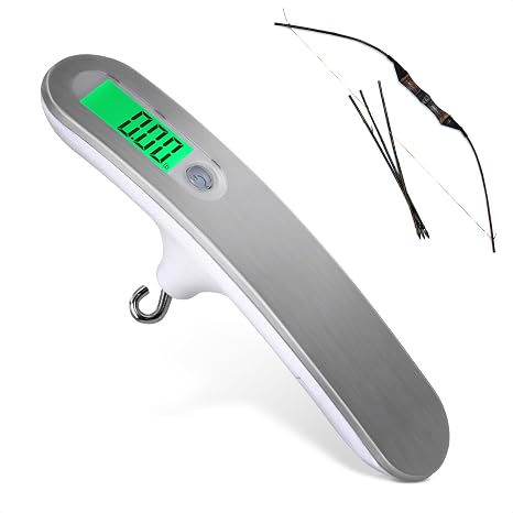 Digital Bow Scale for Draw Weight - 110LBS/50KG Recurve/Compound Bow Draw Weight Scale Handheld with LCD Display, 6 Measuring Units, High Precision Sensor - Easy to Use for Beginners & Professionals