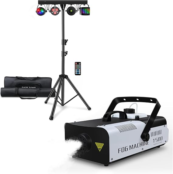 Telbum DJ Lights Package with Stand and 1500W Fog Machine, Make a DJ Show