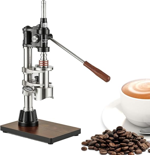Manual Espresso Maker, Hand Pressed Coffee Machine with Pressure Gauge, Brewing Head, Detachable Design for Home Baristas