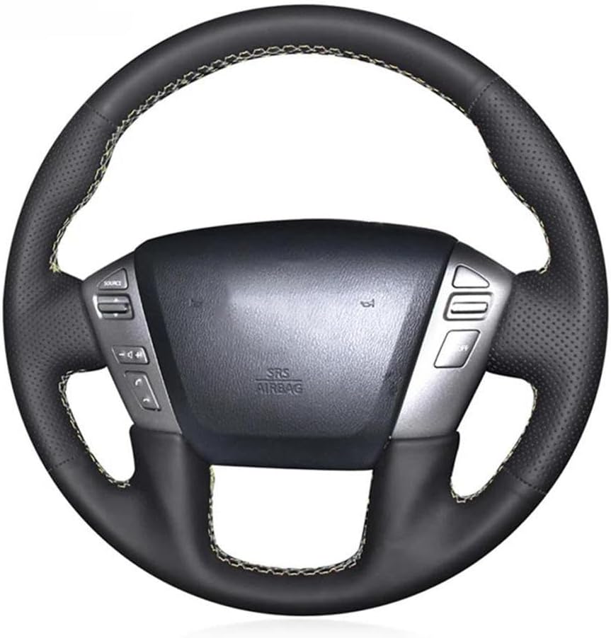 Black Leather Car Steering Wheel Cover, for Nissan Patrol Armada NV Cargo NV Passenger Titan, for Infiniti QX56 QX80 2011-2022