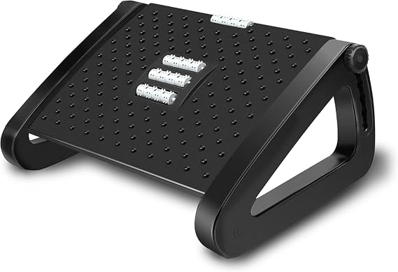 Office Foot Rest Under Desk, Adjustable Height/Angle Ergonomic Foot Stool with Large Roller Massager Function, for Improved Posture/Pressure Relief/Straightening The Hunchback, Home, Office-B