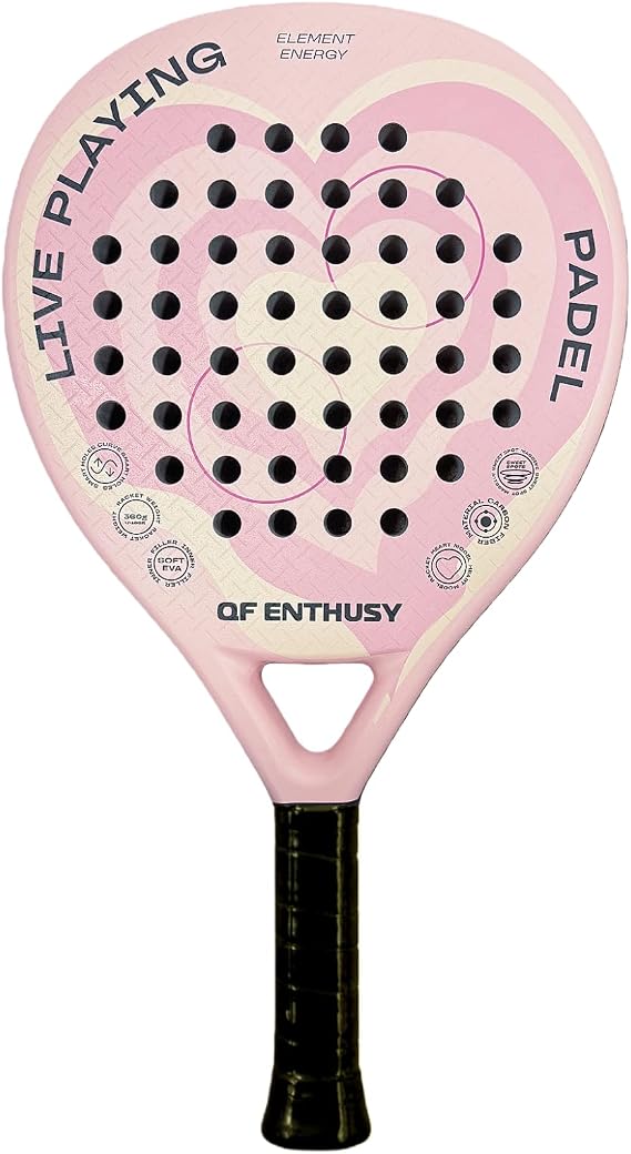 Padel Racket, Carbon Fiber Pala Padel, 3 Types Available (Round/Tear Drop/Diamond Shape), Lightweight Racquet