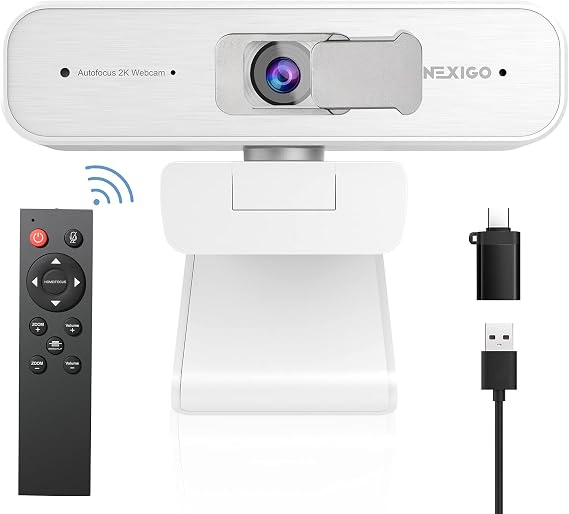 Zoom Certified, NexiGo N940P (Gen 2) 2K Zoomable Webcam with Remote| Sony_Starvis Sensor | 3X Zoom in and Out| Dual Stereo Microphone, for Zoom/Skype/Teams/Webex (White)