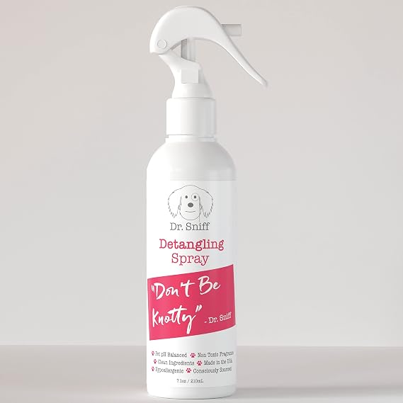 Dr. Sniff Dog Detangler Spray Sweet Pup Scent Mat Remover Mist 7.1 oz Leave-in Hydrating Conditioning Spray for Knot and Frizz Control, Ideal for All Long Hair Dogs and Cats