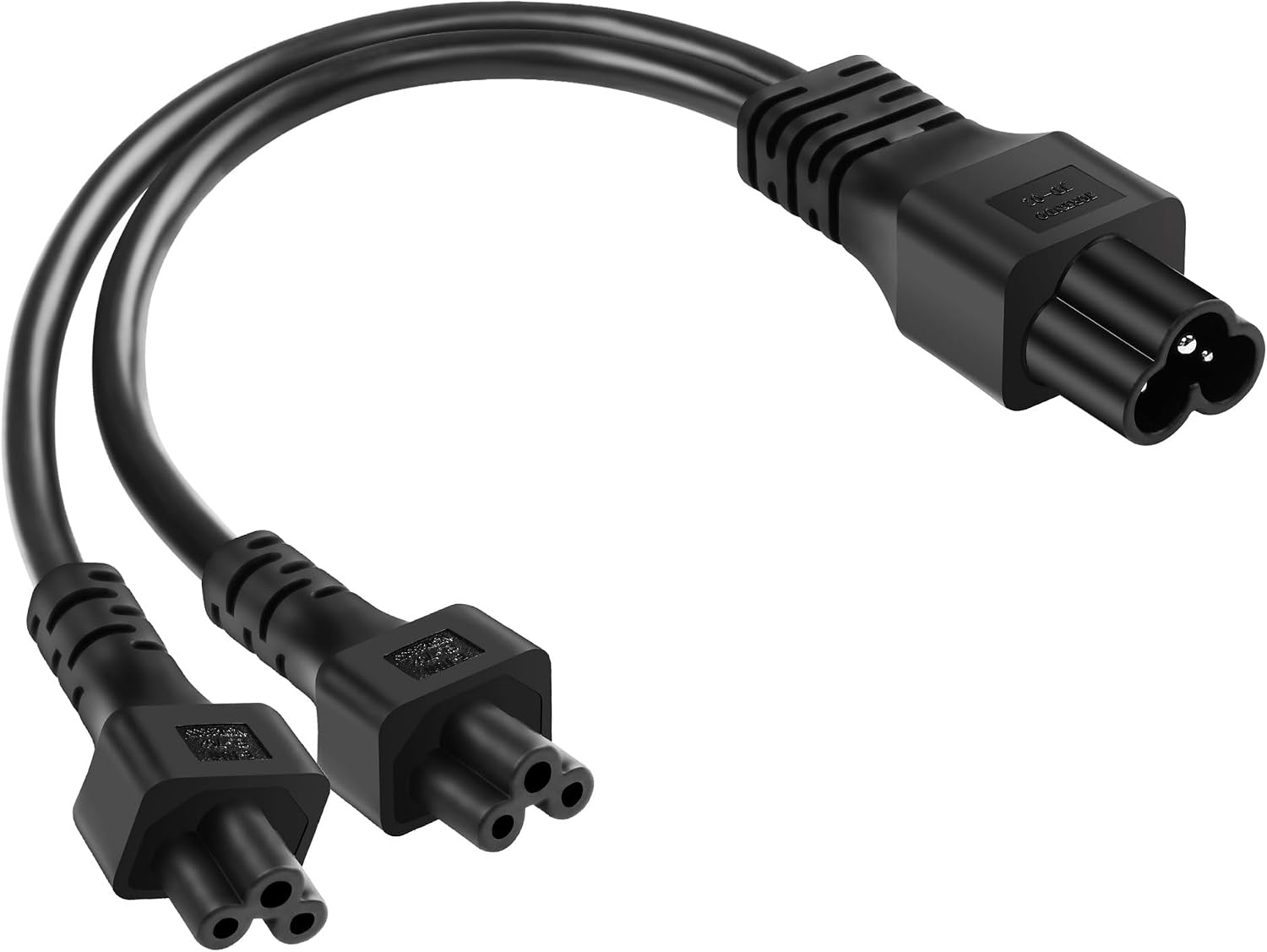 CERRXIAN C6 to Dual C5 Power Cord, IEC 320 C6 Male to 2XC5 Female Splitter, 2.5A125V, 1FT0.3M, Black, Laptop Power Replacement Cable