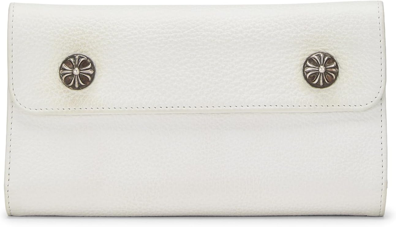 Pre-loved White Leather Wave Cross Ball Long Wallet, White