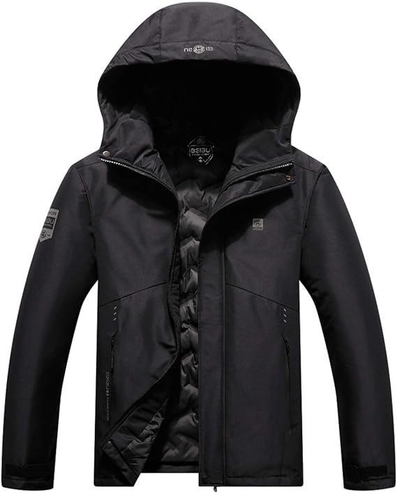 Nuofengkudu Men's Mountain Waterproof with Hooded Windbreaker Ski Jacket Warm Snow Coat Raincoat
