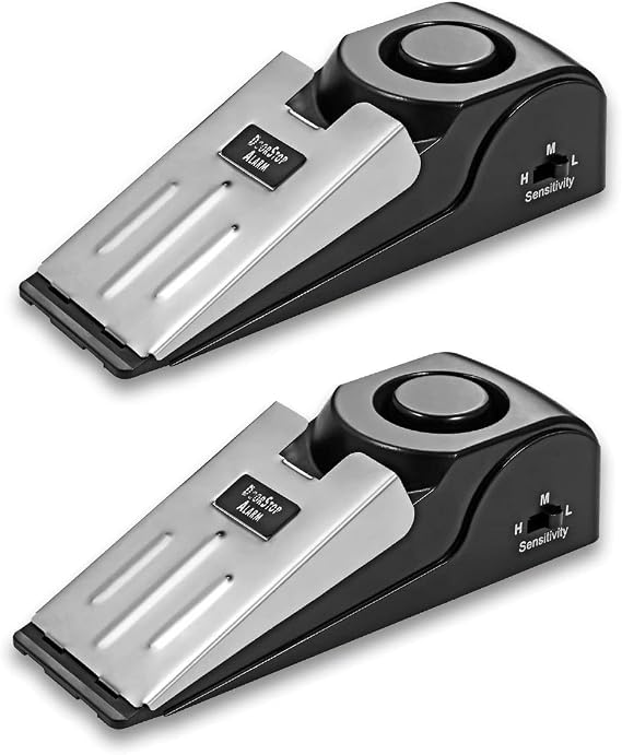 Door Stopper Alarm 2 Pack, 120dB Loud Portable Wedge Entrance Alert Safety Tools for Home Security House Apartment Hotel Travel