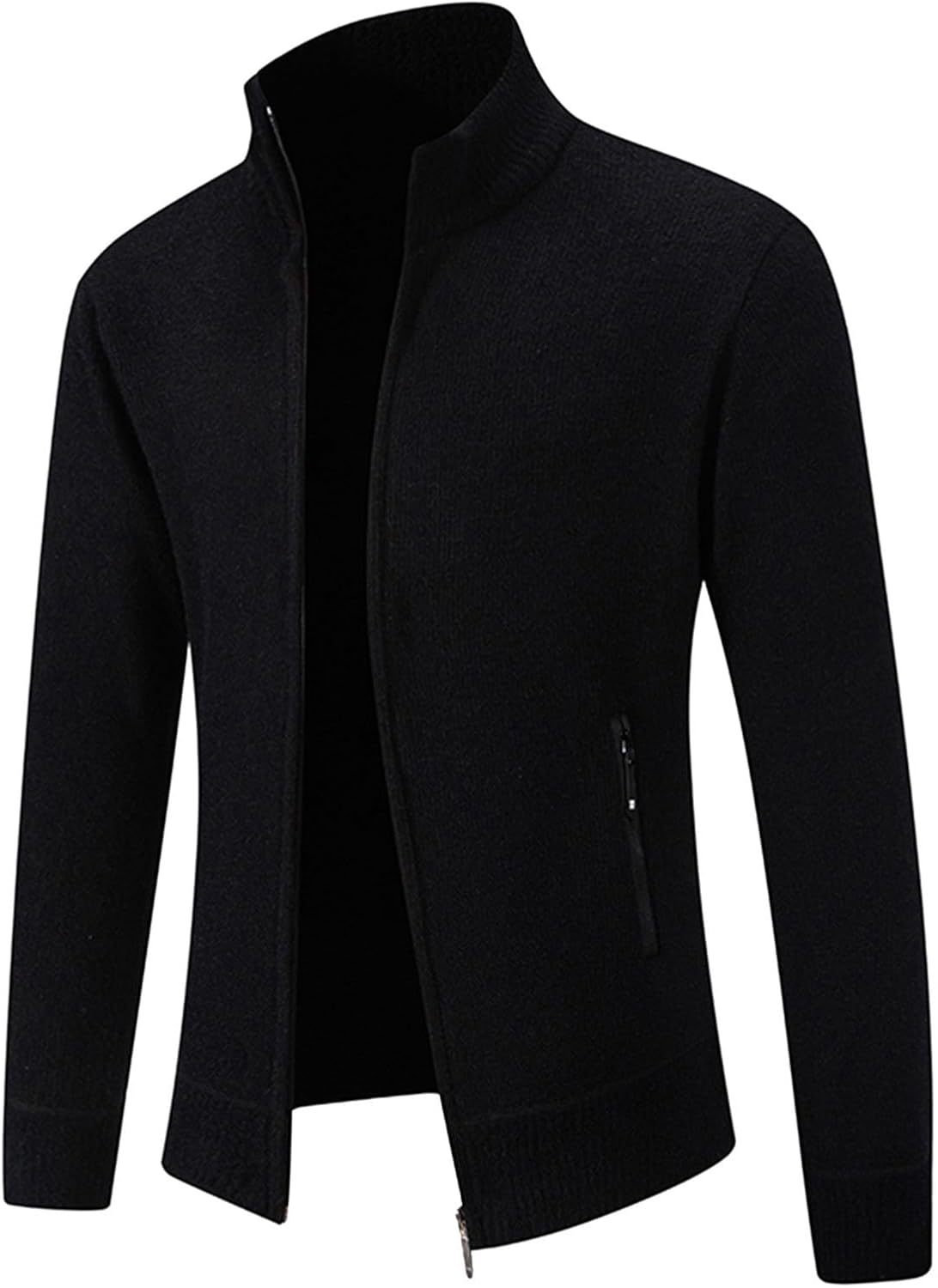 Mens Full Zip Cardigan Slim Fit Cable Knitted Zip Up Sweater Full Zip Stand Collar Warm Jumper Knitted Wool Jacket Cardigan Unisex Handmade Warm Chunky Knitwear Outwear Top