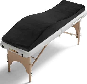 FAHKNS Lash Bed Topper, Ergonomic Lash Bed Foam Topper, High Density Foam Massage Table Pad, Curvy Esthetician Mattress, Washable Massage Table Padding Cushion for Beauty Salon, 70.8in23.6in, Black
