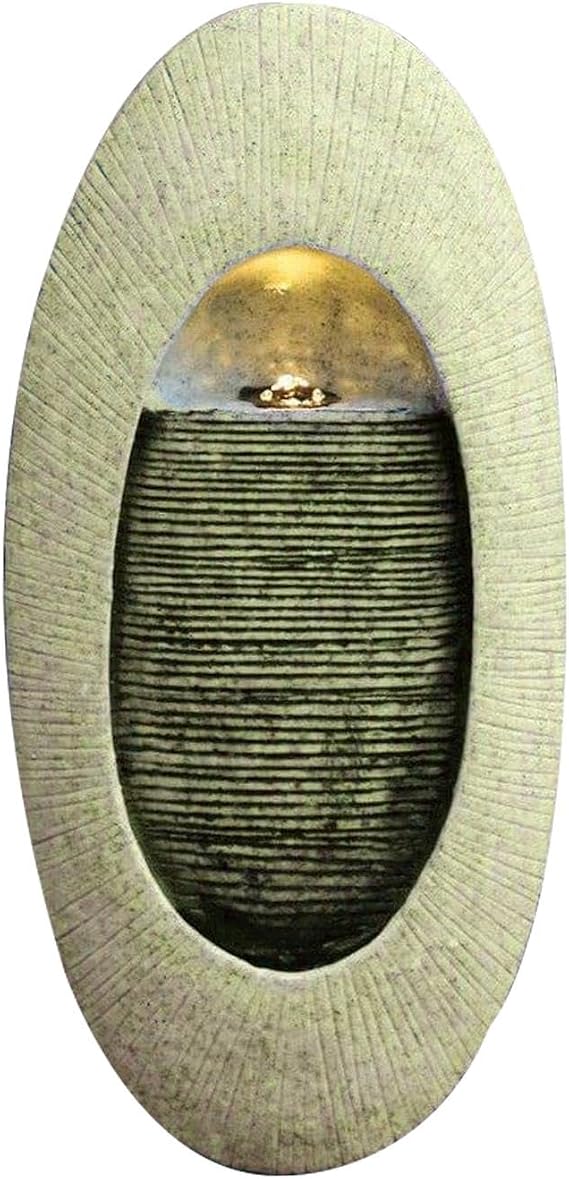 GEEZY Garden Water Feature – Wall Fountain with LED Lights – Mains Powered, Self-Contained, Indoor & Outdoor – Easy Setup, Relaxing & Cascading – Great for Garden, Home, Patio & Balcony Decor