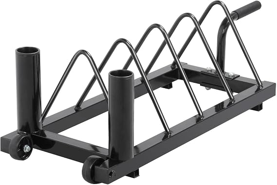Yaheetech Horizontal Bumper Weight Plate Rack, 2 Barbell Holders and Wheels