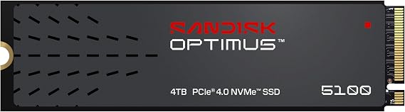 SANDISK 4TB Optimus 5100 NVMe SSD - PCIe 4.0 x4, M.2 2280, Up to 6,900 MB/s Read Speed - SDSP51400TAN