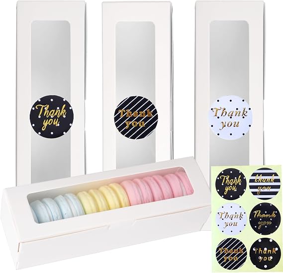 28 Pack Macaron Boxes with Clear Window Small Macaron Pastry Bakery Packaging Container for 6 Bakery Cocoa Truffle Dessert Wedding Gift