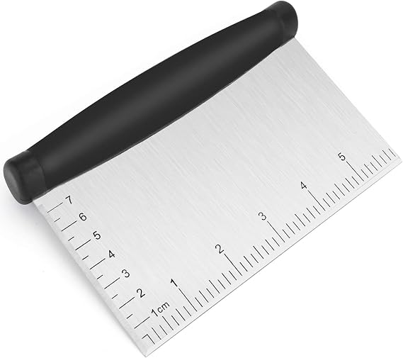 UUBAAR Bench Scraper & Chopper - 6 Inch Stainless Steel Dough Cutter with Contoured Grip, Multi-Purpose Kitchen Tool for Baking Cooking, Food Scraper Chopper & Pastry Knife
